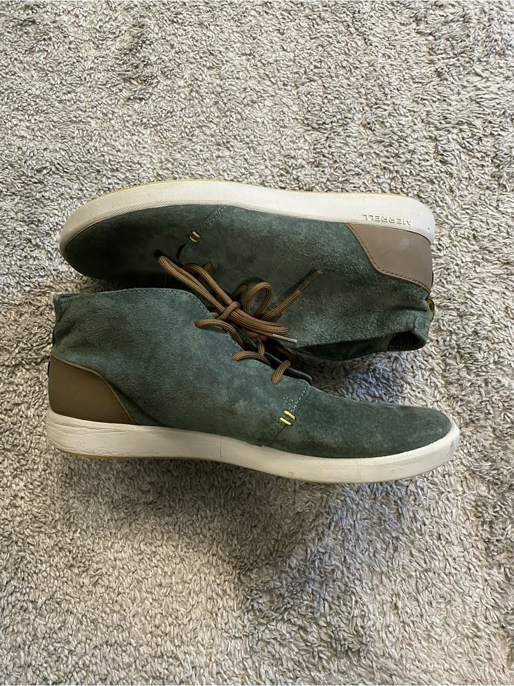 Merrell Olive Green Suede Chukka Boots with Brown Accents